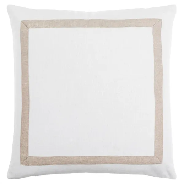 Antoine Coastal Beach White Cotton Border Throw Pillow - 22x22