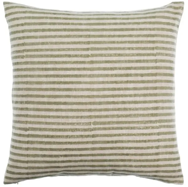 Dionne Updated Traditional Light Sage Linen Throw Pillow - 20x20