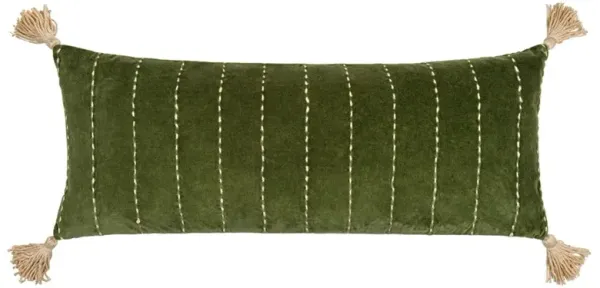 Sandor Updated Traditional Green Velvet Lumbar Pillow - 13x36