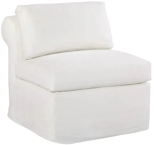 Cisco Home Beckham Updated Traditional White Linen Slipcovered Slipper Chair