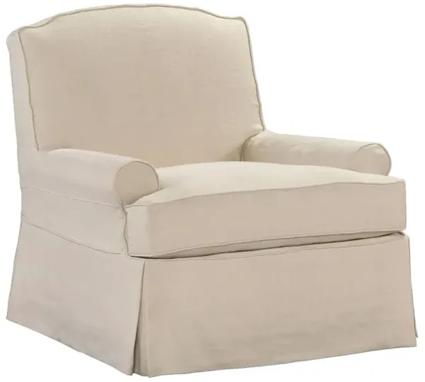 Cisco Home Gilmore Updated Traditional Beige Linen Slipcovered Swivel Arm Chair