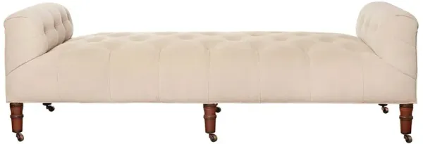 Cisco Home Field Traditional Beige Linen Brown Maple Casters Bedroom Bench