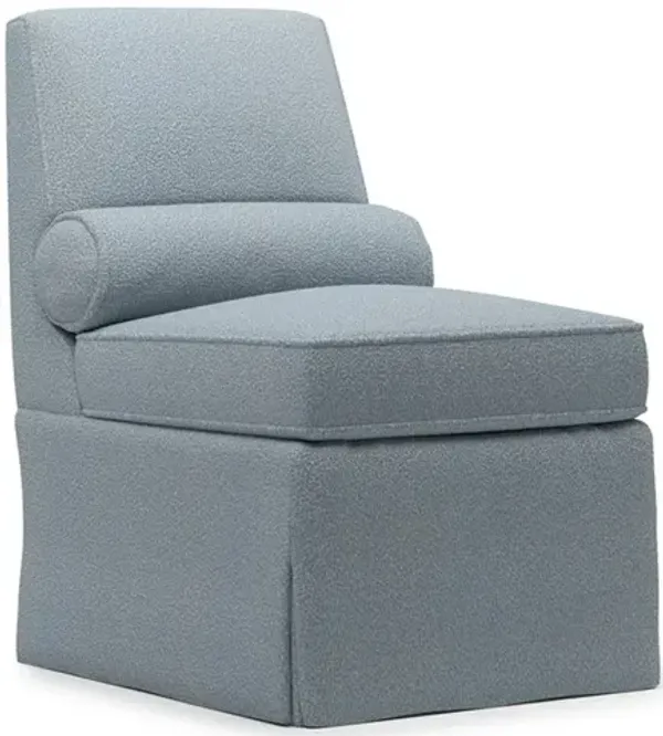 Allie Powder Blue Weave Skirted Slipper Chair