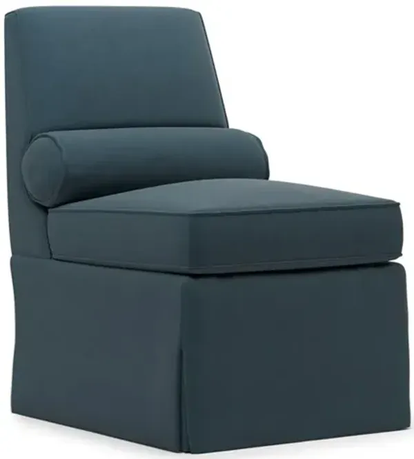 Allie Rainstorm Performance Velvet Skirted Slipper Chair