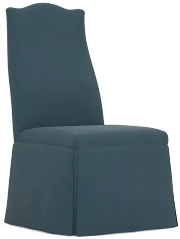 Chandler Rainstorm Performance Velvet Skirted Dining Chair