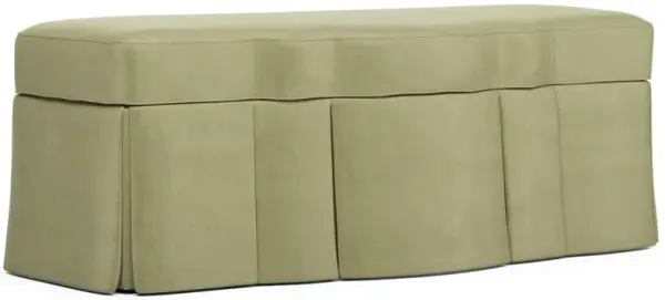 Cornell Eucalyptus Performance Velvet Skirted Storage Bench