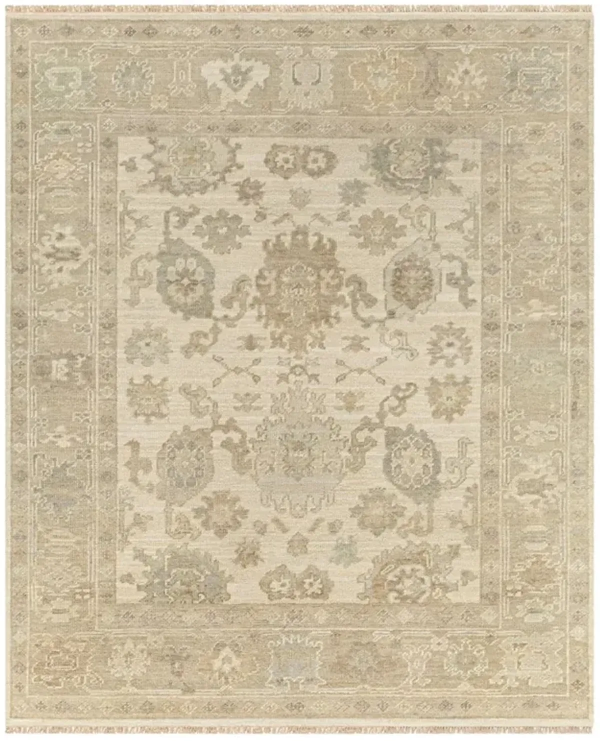 Athalia Updated Traditional Brown Wool Oushak Patterned Hand Knotted Rug - 9'x12'
