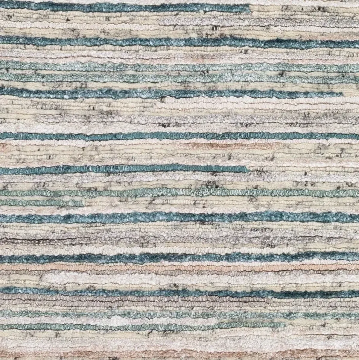 Veyra Coastal Beach Beige Wool Striated Solid Hand Knotted Rug - Sample