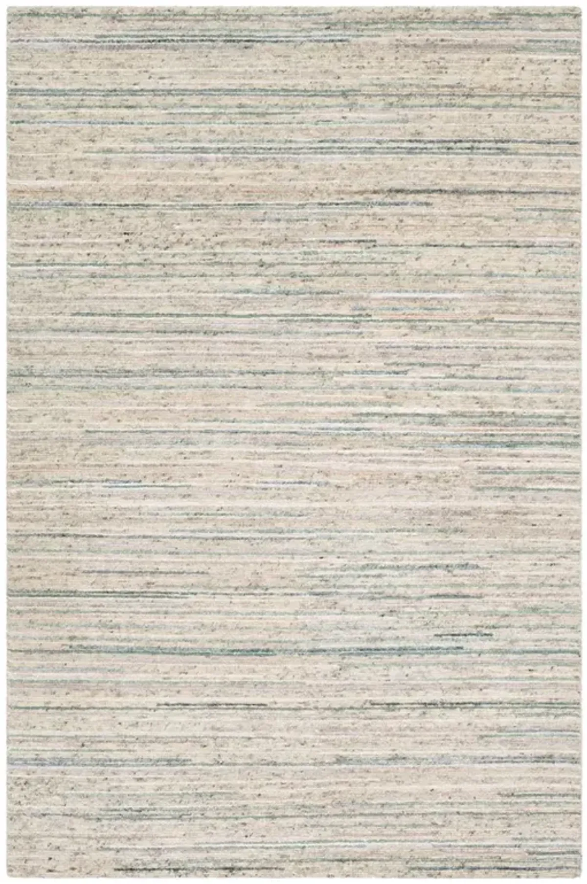 Veyra Coastal Beach Beige Wool Striated Solid Hand Knotted Rug - Sample