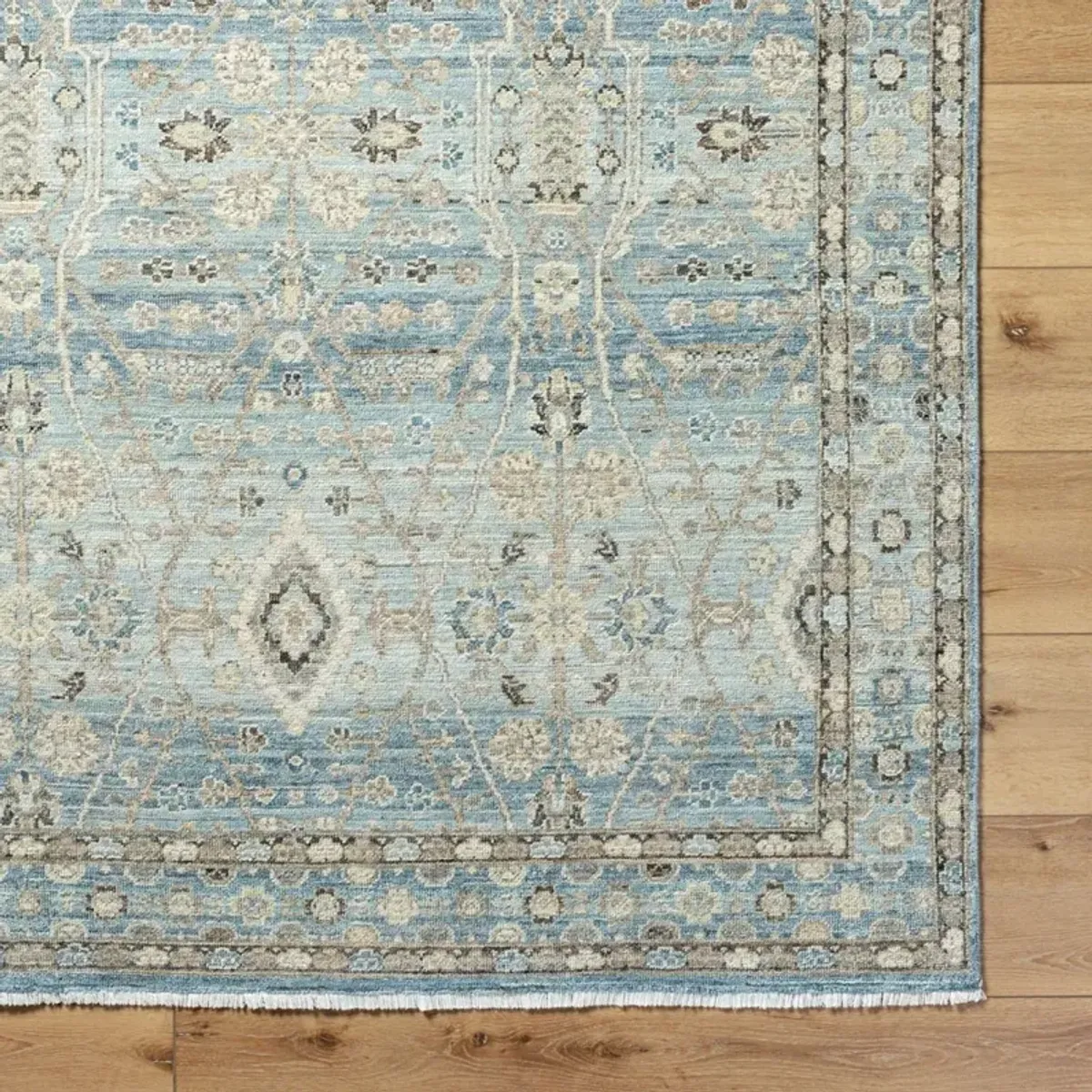 Kairo Updated Traditional Blue Wool Medallion Patterned Hand Knotted Rug - 6'x9'