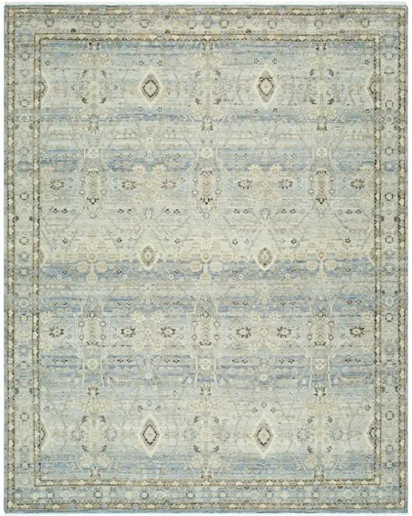 Kairo Updated Traditional Blue Wool Medallion Patterned Hand Knotted Rug - 9'x12'