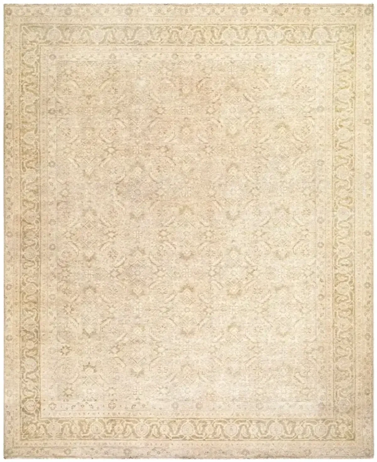 Dorothea Updated Traditional Beige Wool Patterned Hand Knotted Rug - 6'x9'