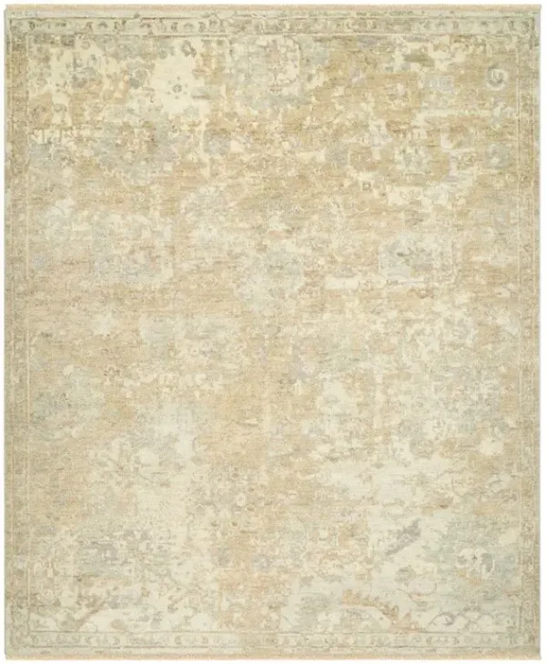 Montana Updated Traditional Tan Wool Patterned Hand Knotted Rug - 2'x3'