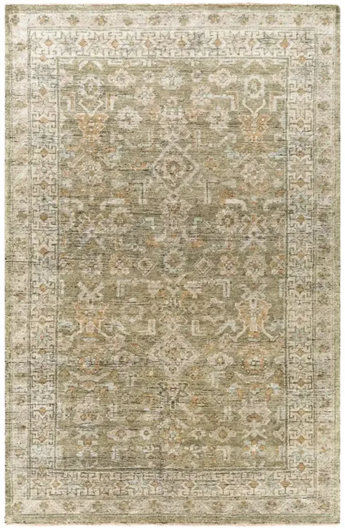 Novelle Updated Traditional Green Wool Oushak Patterned Hand Knotted Rug - 2'6"x10'