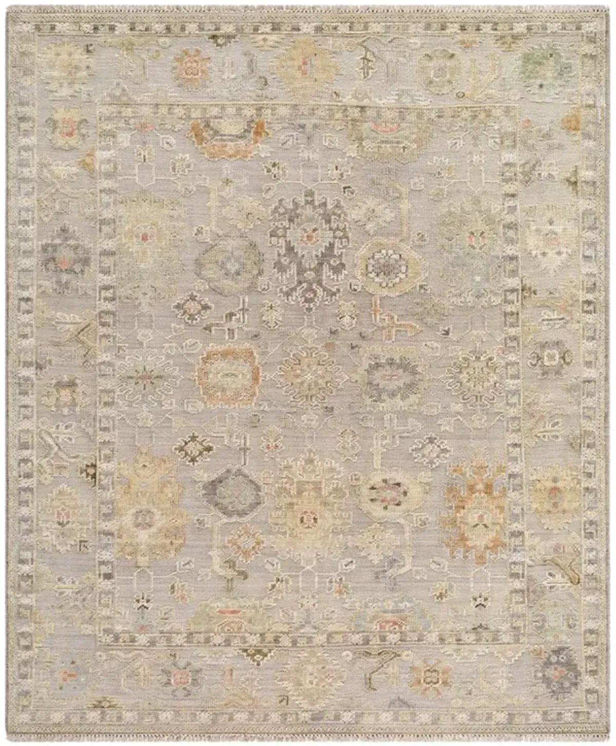 Saraya Updated Traditional Beige Wool Oushak Patterned Hand Knotted Rug - 3'x10'