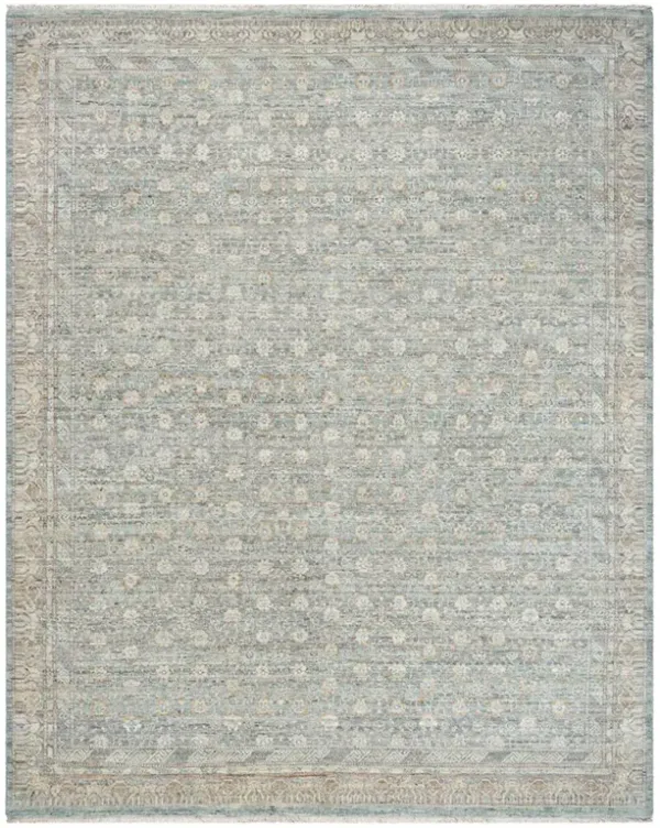 Merrin Updated Traditional Blue Wool Floral Patterned Hand Knotted Rug - 9'x12'