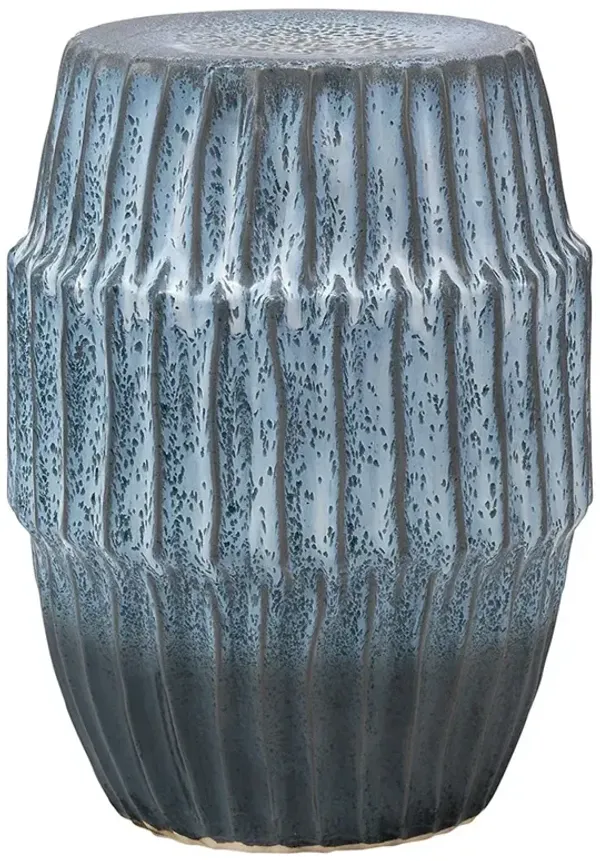 Chiyo Coastal Beach Blue Ceramic Drum Side Table