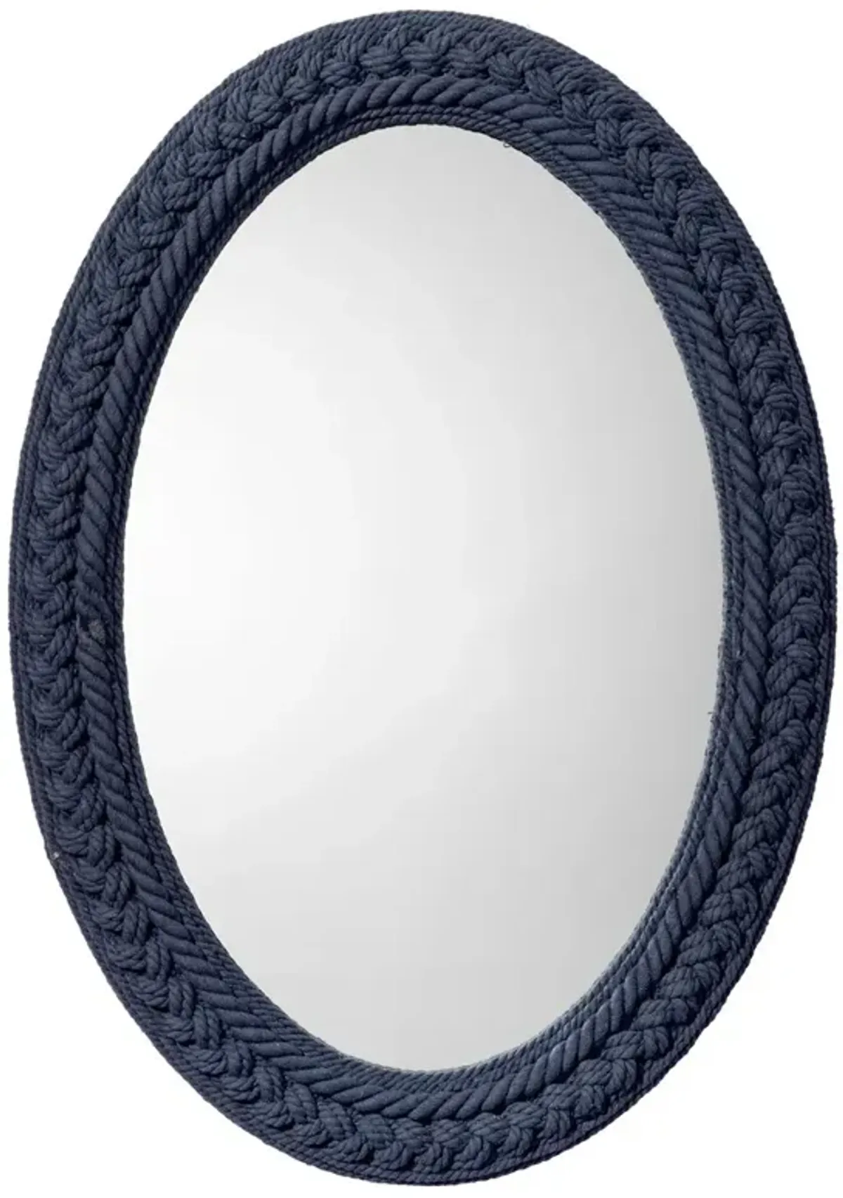 Eula Coastal Beach Indigo Cotton Rope Oval Wall Mirror