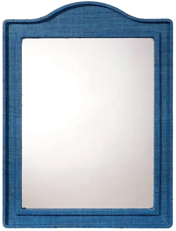 Kingsley Coastal Beach Indigo Blue Raffia Arched Wall Mirror