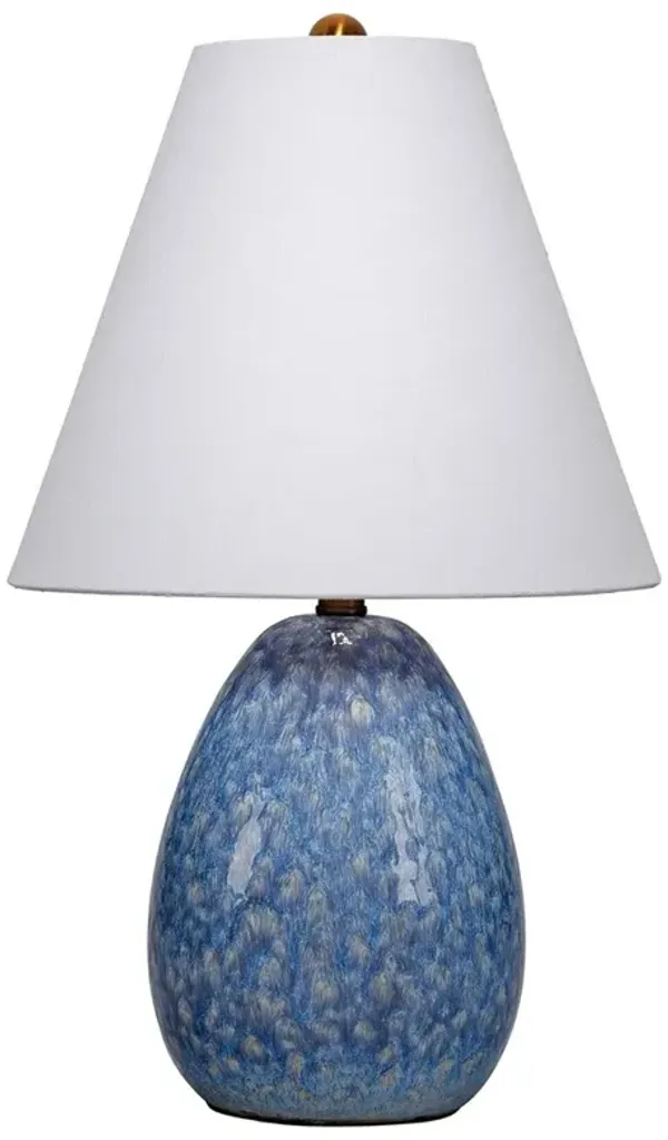 Edie Coastal Linen Shade Blue Ceramic Table Lamp