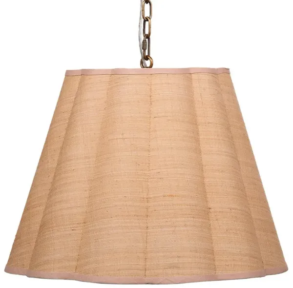 Rue Coastal Beach Natural Raffia Scalloped Single Pendant