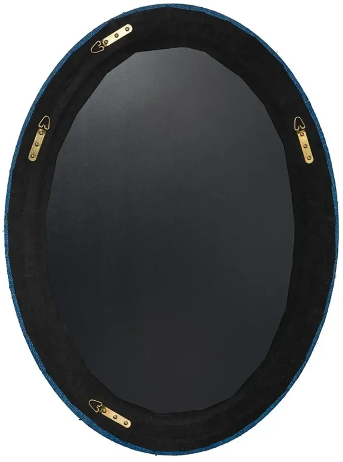 Percy Coastal Beach Indigo Blue Raffia Oval Wall Mirror