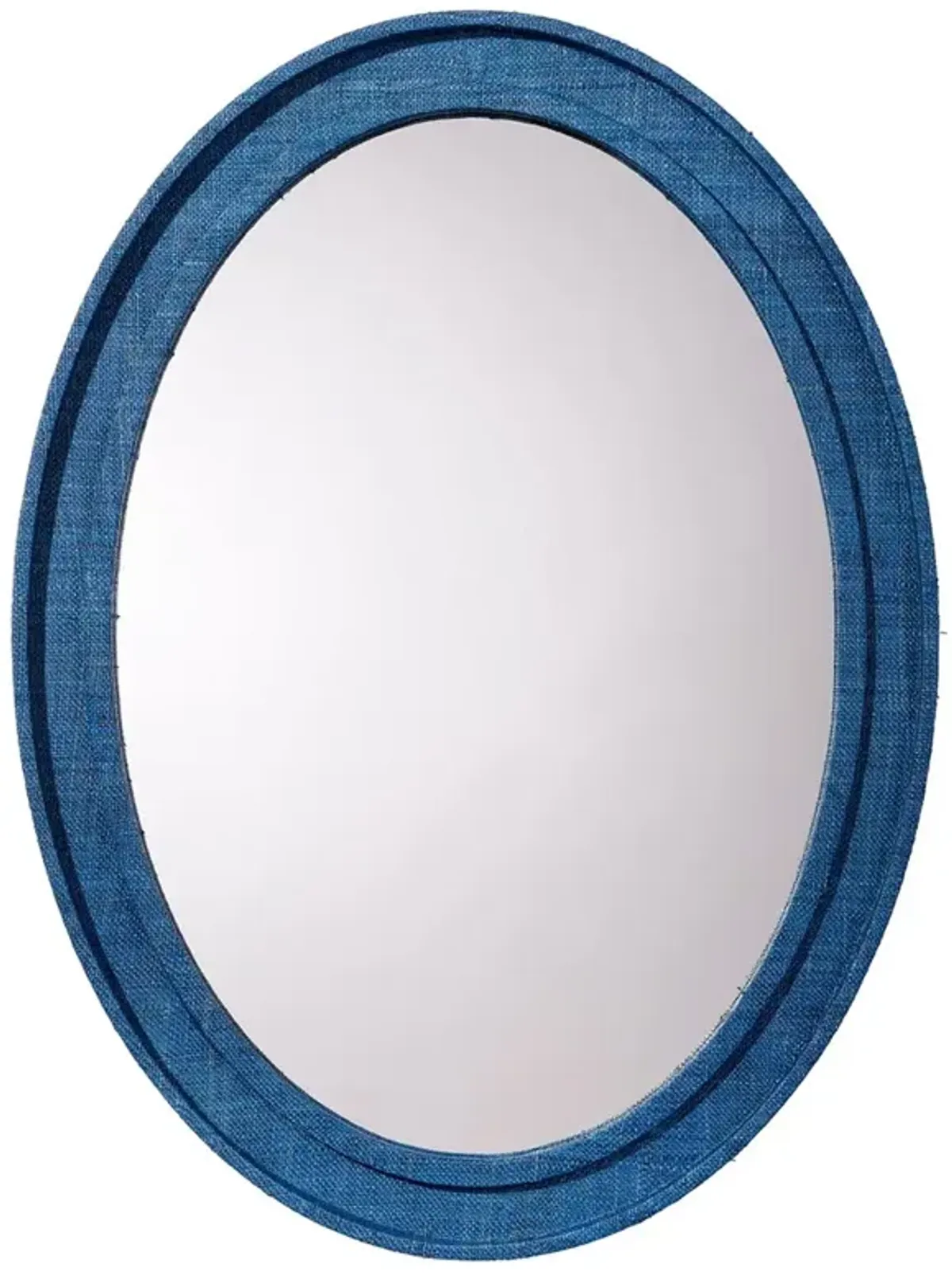 Percy Coastal Beach Indigo Blue Raffia Oval Wall Mirror