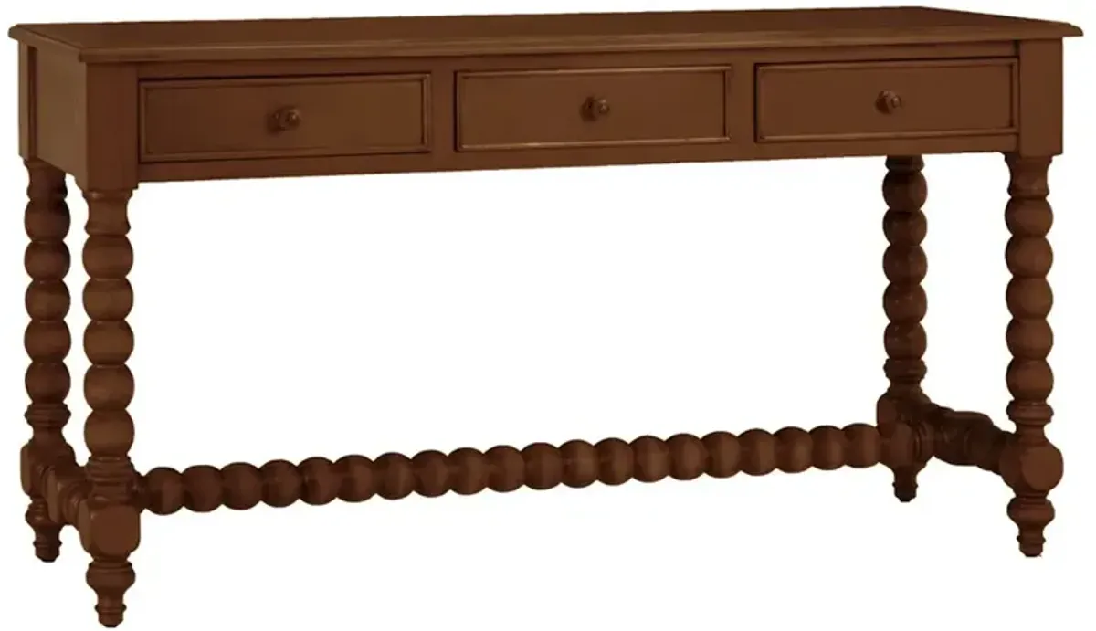 Adelaide Updated Traditional Pecan Brown Wood Spindle Rectangular Console Table