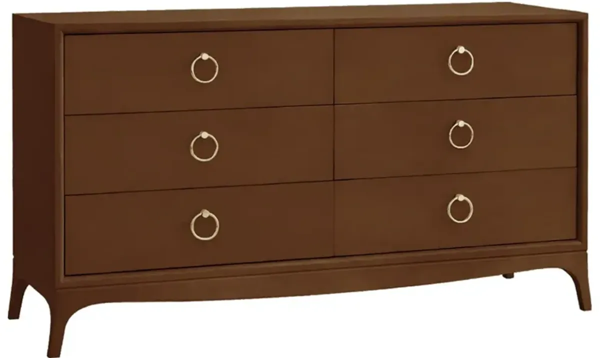 Riona Modern Classic Pecan Brown Wood Double Dresser