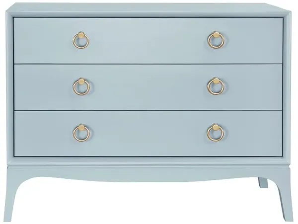 Riona Modern Classic Light Blue Wood Wide Nightstand