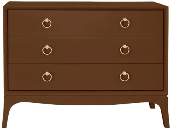 Riona Modern Classic Pecan Brown Wood Wide Nightstand