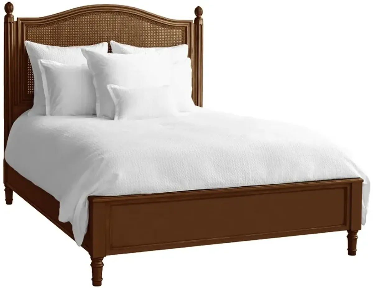 Maya French Country Pecan Brown Wood Woven Cane Bed - Queen