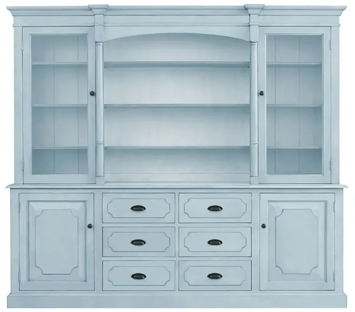 Josie Updated Traditional Light Blue Wood Hutch