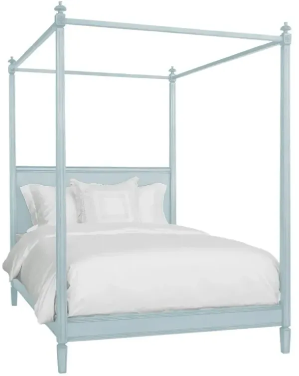Camilla French Country Light Blue Wood Four Poster Bed - Queen