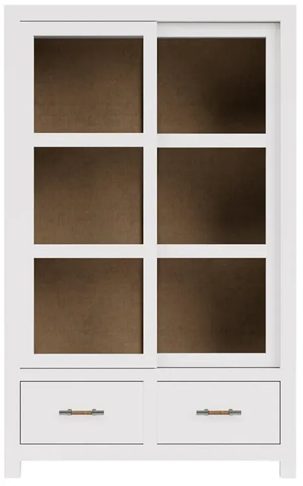 Riona Coastal Beach White Pine Wood Woven Rattan Display Case
