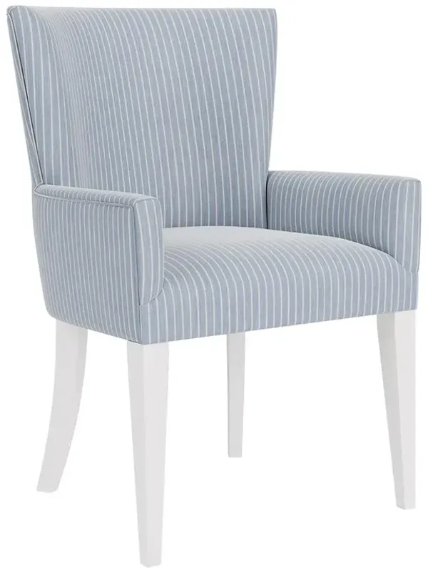 Riona Coastal Beach Blue Striped Performance Dining Arm Chair