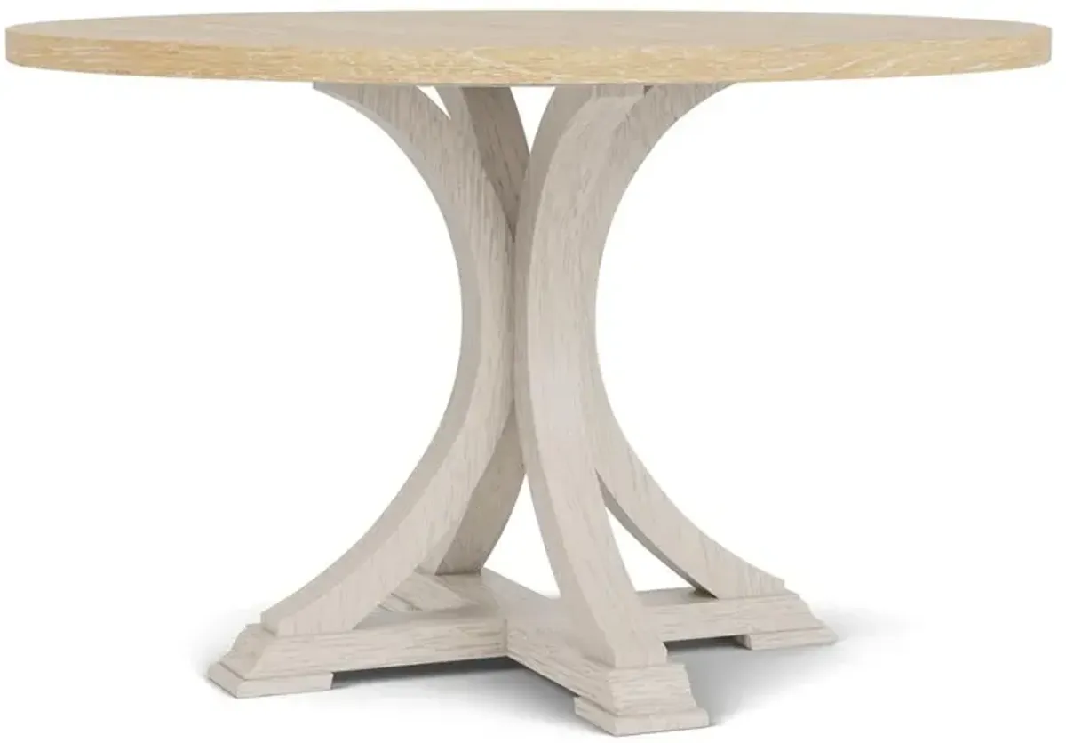 Rossa Coastal Beach Washed Oak Round Dining Table - 48"