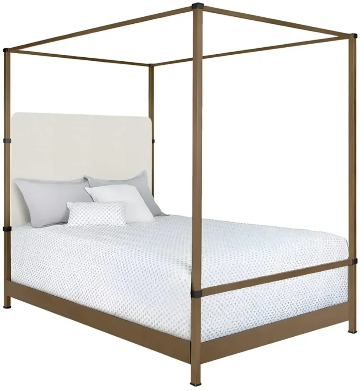 Quade Modern Sugarshack Pearl Performance Aged Brass Iron Canopy Bed - Full