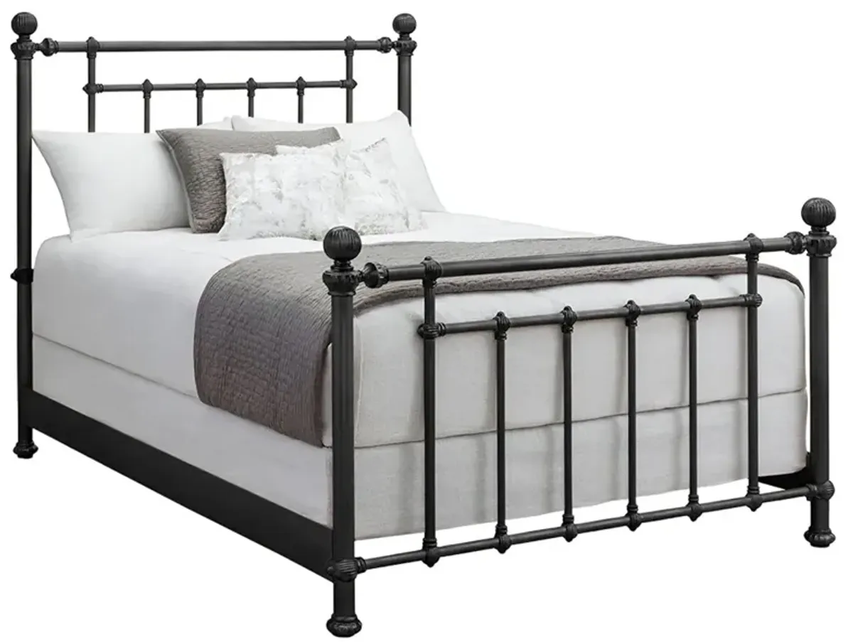Mileva French Country Matte Black Iron Bed - Queen