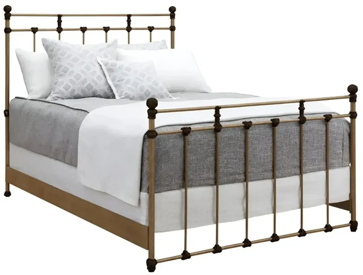 Lascaux French Country Aged Brass Iron Bed - California King