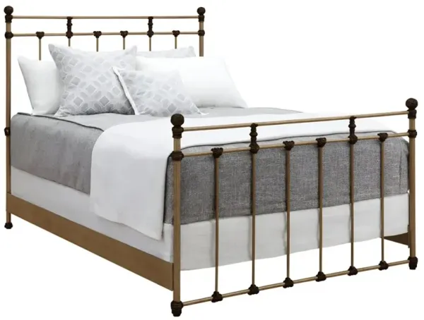 Lascaux French Country Aged Brass Iron Bed - Queen