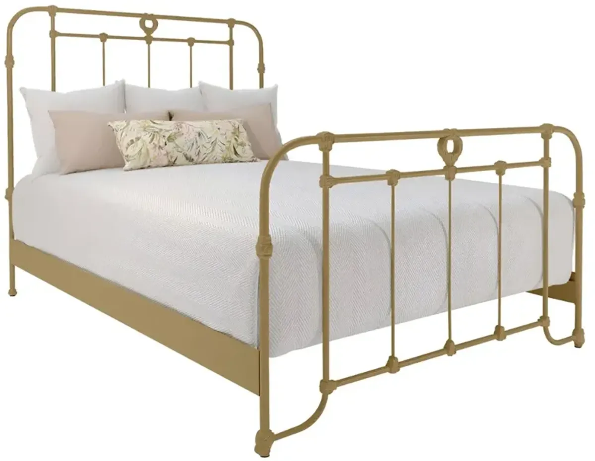 Corse French Country Opaque Gold Iron Bed - California King
