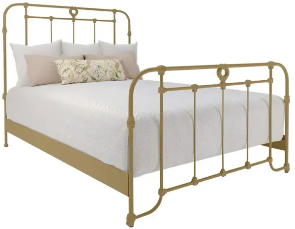 Corse French Country Opaque Gold Iron Bed - California King