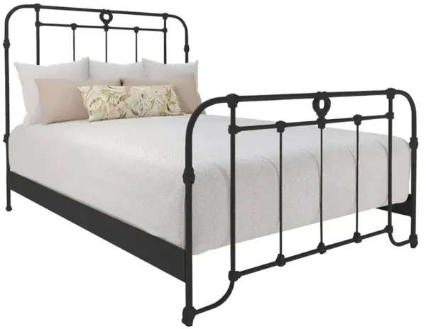 Corse French Country Matte Black Iron Bed - King