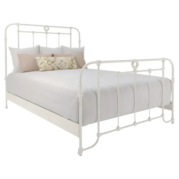 Corse French Country Matte White Iron Bed - King