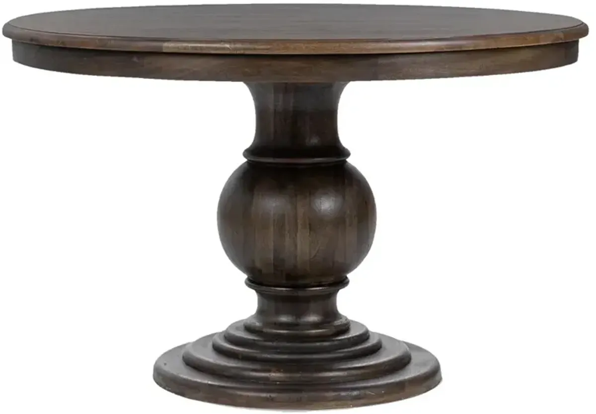 Berlin Updated Traditional Brown Mango Wood Round Dining Table - 48"