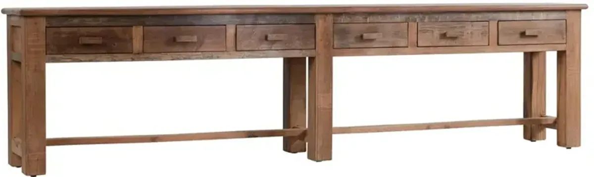Cathal Rustic Lodge Brown Reclaimed Wood Rectangular Console Table - 118"