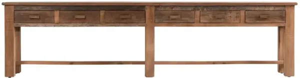 Cathal Rustic Lodge Brown Reclaimed Wood Rectangular Console Table - 118"