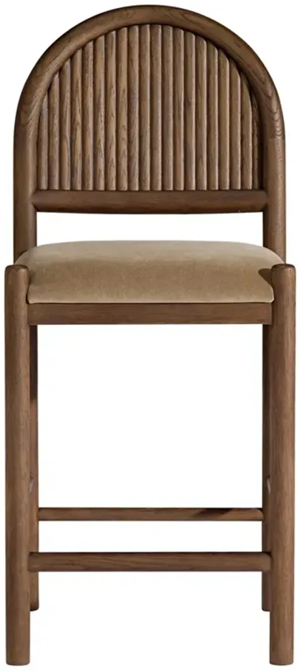 Bennett Modern Classic Brown Velvet Dark Oak Counter Stool