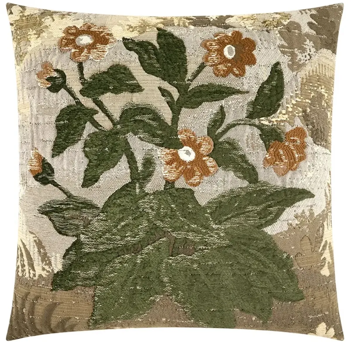 Victoire Updated Traditional Pine Cotton Floral Throw Pillow - 24x24